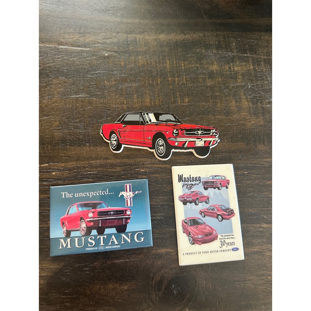 Vintage Ford Mustang Magnets Set 30th Anniversary Red Classic Muscle Car Decor
